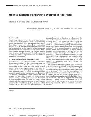 How to Manage Penetrating Wounds in the Field