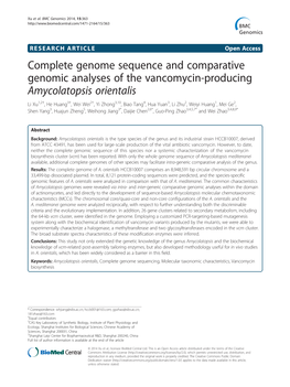 Complete Genome Sequence and Comparative Genomic