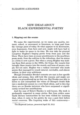 New Ideas About Black Experimental Poetry