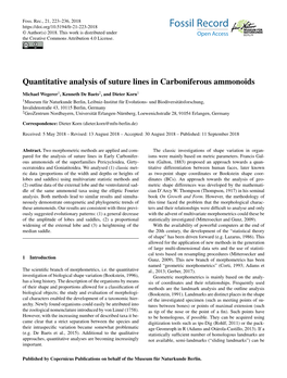 Quantitative Analysis of Suture Lines in Carboniferous Ammonoids