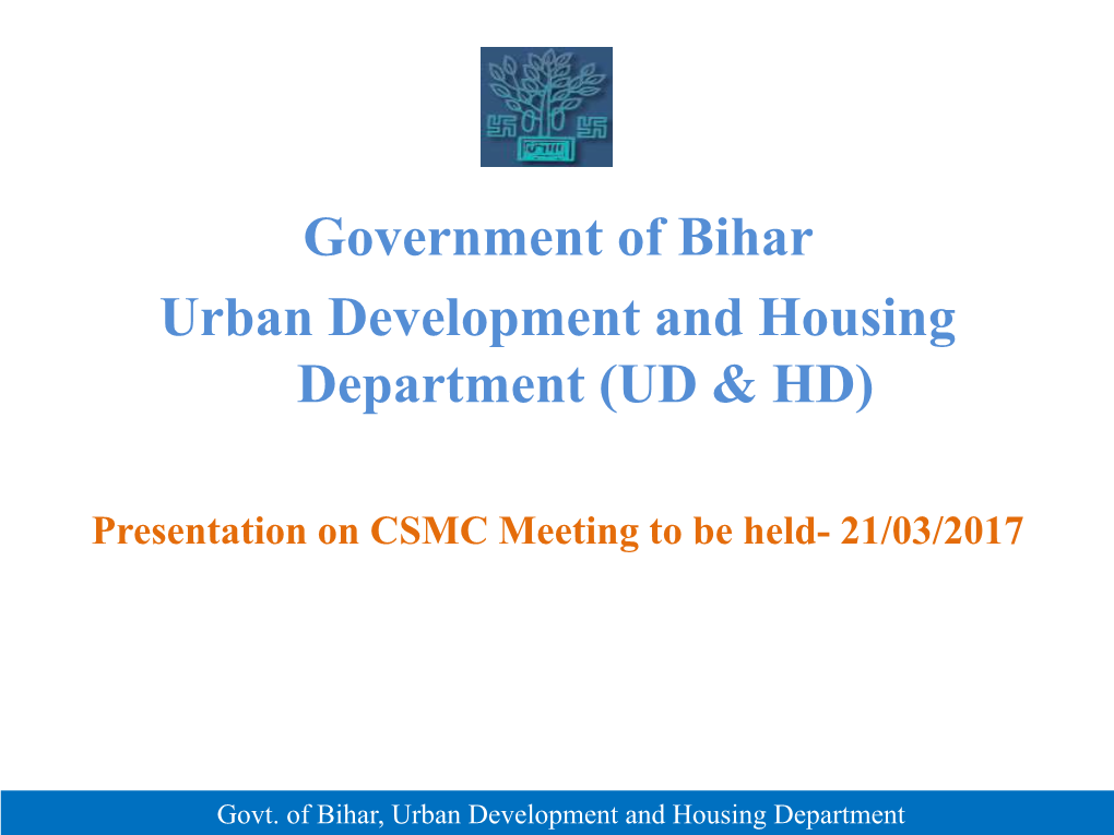 Government of Bihar Urban Development and Housing Department (UD &