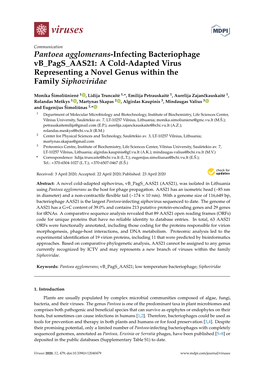 Pantoea Agglomerans-Infecting Bacteriophage Vb Pags AAS21: a Cold-Adapted Virus Representing a Novel Genus Within the Family Siphoviridae