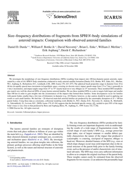 Size–Frequency Distributions of Fragments from SPH/N-Body Simulations of Asteroid Impacts: Comparison with Observed Asteroid Families