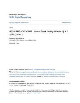 How to Break the Light Barrier by AD 2079