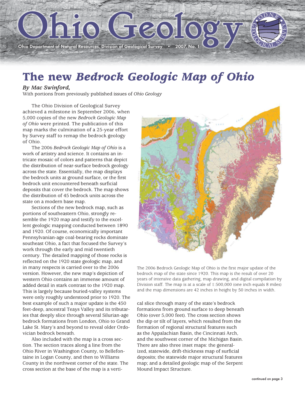 The New Bedrock Geologic Map of Ohio by Mac Swinford, with Portions from Previously Published Issues of Ohio Geology