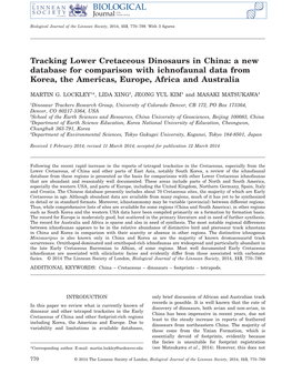Tracking Lower Cretaceous Dinosaurs in China: a New Database for Comparison with Ichnofaunal Data from Korea, the Americas, Europe, Africa and Australia