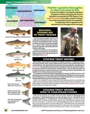 Stocked TROUT Waters Find the Regulation That Applies to Where You