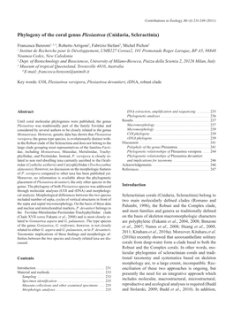 Phylogeny of the Coral Genus Plesiastrea (Cnidaria, Scleractinia)