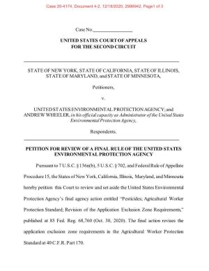 State of New York, Petition for Review of Final Rule