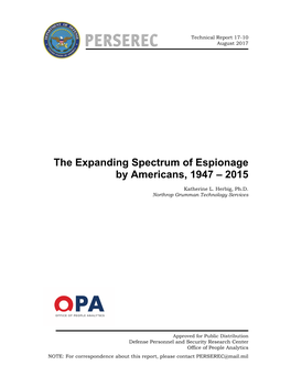 The Expanding Spectrum of Espionage by Americans, 1947 – 2015