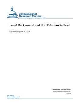 Israel: Background and US Relations in Brief