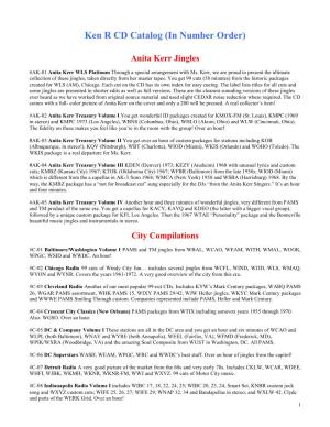 Ken R Jingle CD List