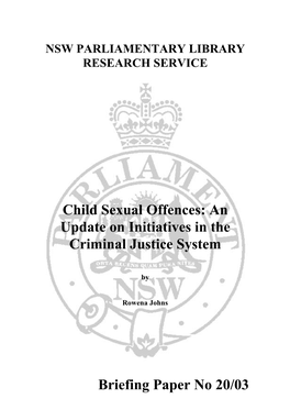 Child Sexual Offences: an Update on Initiatives in The