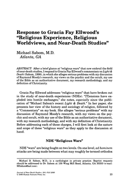 Religious Experience, Religious Worldviews, and Near-Death Studies"