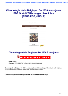 Chronologie De La Belgique: De 1830 À Nos Jours PDF Gratuit Télécharger Livre Libre (EPUB,PDF,KINDLE)