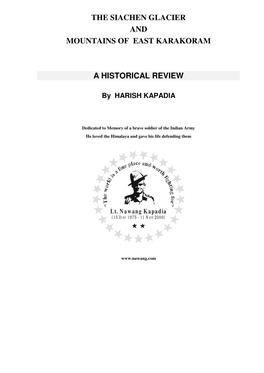 The Siachen Glacier and Mountains of East Karakoram a Historical Review