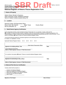 National Register of Historic Places REGISTRATION FORM NPS Form 10-900 OMB No