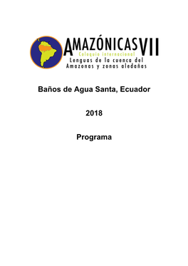 Baños De Agua Santa, Ecuador 2018 Programa