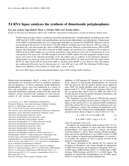T4 RNA Ligase Catalyzes the Synthesis of Dinucleoside Polyphosphates