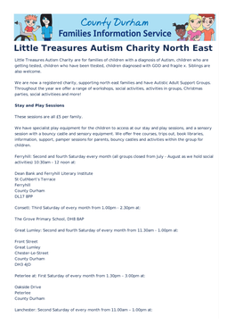 Little Treasures Autism Charity North East