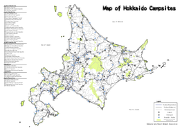 Map of Hokkaido Campsites