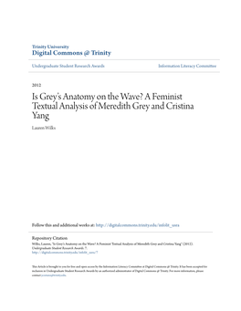 Is Greyâ•Žs Anatomy on the Wave? a Feminist Textual Analysis of Meredith Grey and Cristina Yang