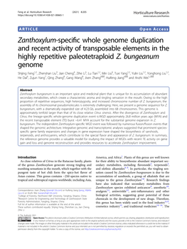 Zanthoxylum-Specific Whole Genome Duplication and Recent Activity Of
