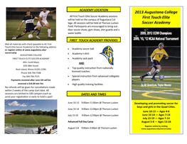 2013 Augustana College First Touch Elite Soccer Academy