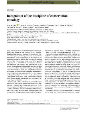 Diversity Recognition of the Discipline of Conservation Mycology