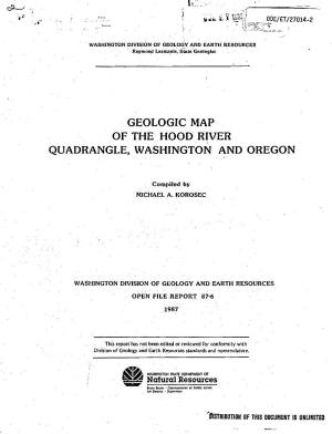 Geologic Map of the Hood River Quadrangle, Washington and Oregon