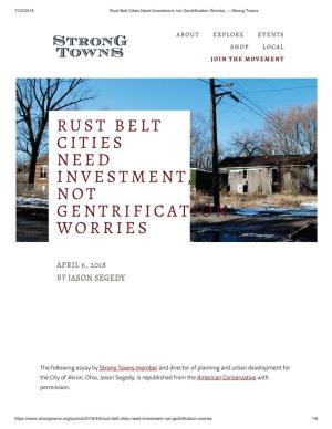 Rust Belt Cities Need Investment, Not Gentrification Worries — Strong Towns