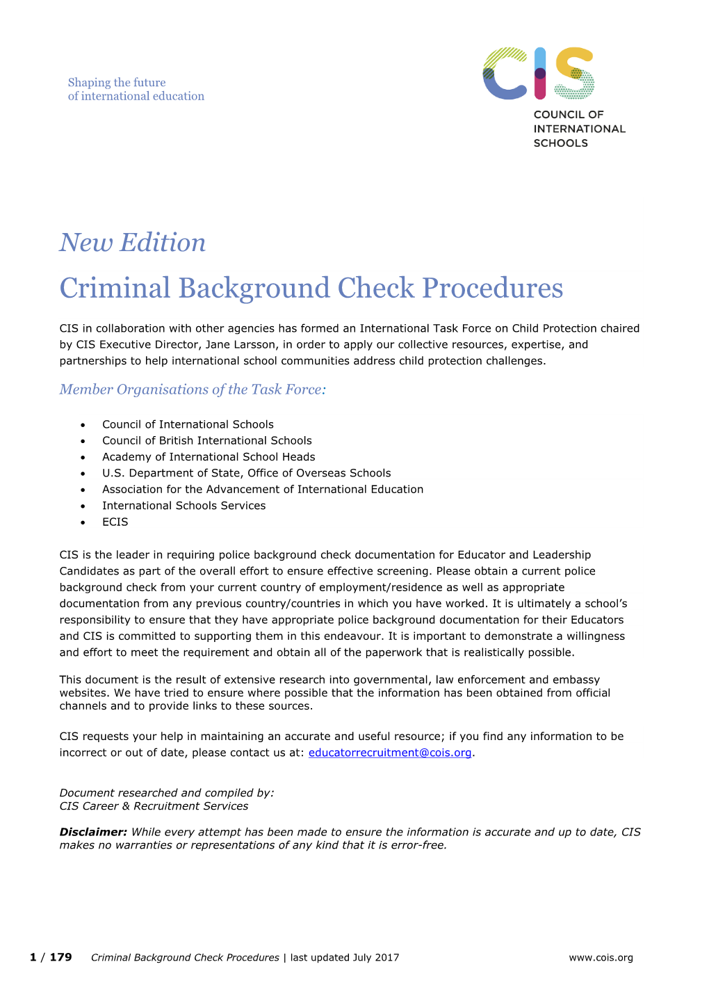 Criminal Background Check Procedures