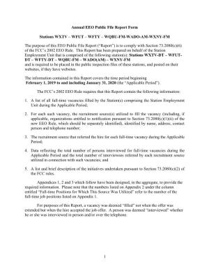 1 Annual EEO Public File Report Form Stations WXTV – WFUT