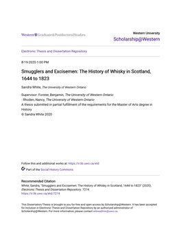 The History of Whisky in Scotland, 1644 to 1823