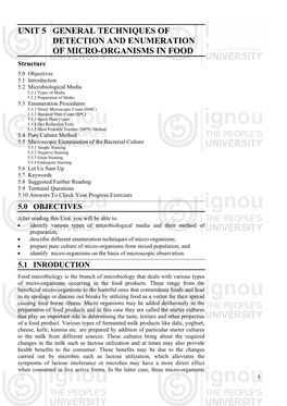 Unit 5 General Techniques of Detection and Enumeration