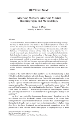 REVIEW ESSAY American Workers, American Movies: Historiography