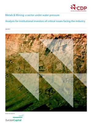 Metals & Mining: a Sector Under Water Pressure Analysis for Institutional