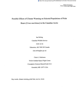 Possible Effects of Climate Warming on Selected Populations of Polar