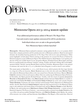 Minnesota Opera 2013–2014 Season Update