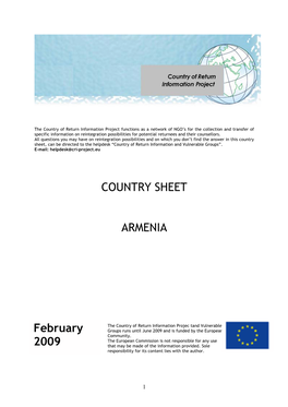 COUNTRY SHEET ARMENIA February 2009