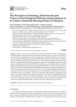 The Prevalence of Smoking, Determinants and Chance of Psychological Problems Among Smokers in an Urban Community Housing Project in Malaysia