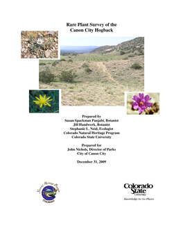 Rare Plant Survey of the Canon City Hogback