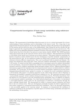 Compartmental Investigation of Brain Energy Metabolism Using Radiotracer Kinetics