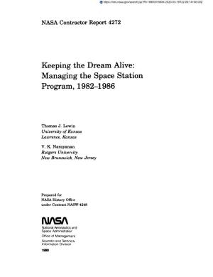 Managing the Space Station Program, 1982-1986