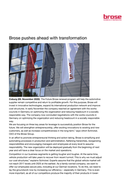 Brose Pushes Ahead with Transformation