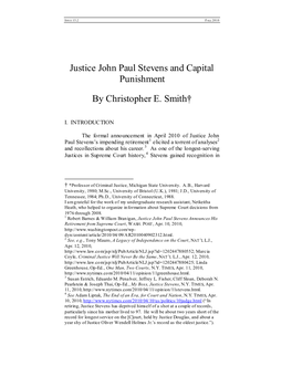 Justice John Paul Stevens and Capital Punishment by Christopher E. Smith