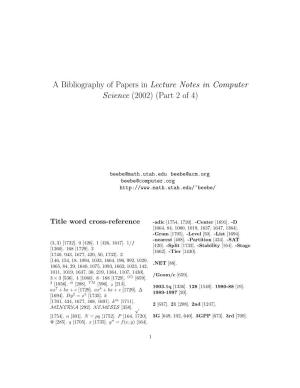 A Bibliography of Papers in Lecture Notes in Computer Science (2002) (Part 2 of 4)