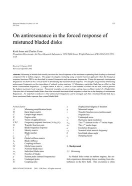 On Antiresonance in the Forced Response of Mistuned Bladed Disks
