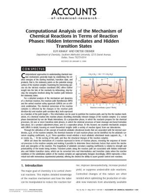 Computational Analysis of the Mechanism of Chemical Reactions