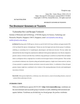 The Divergent Genomes of Teleosts